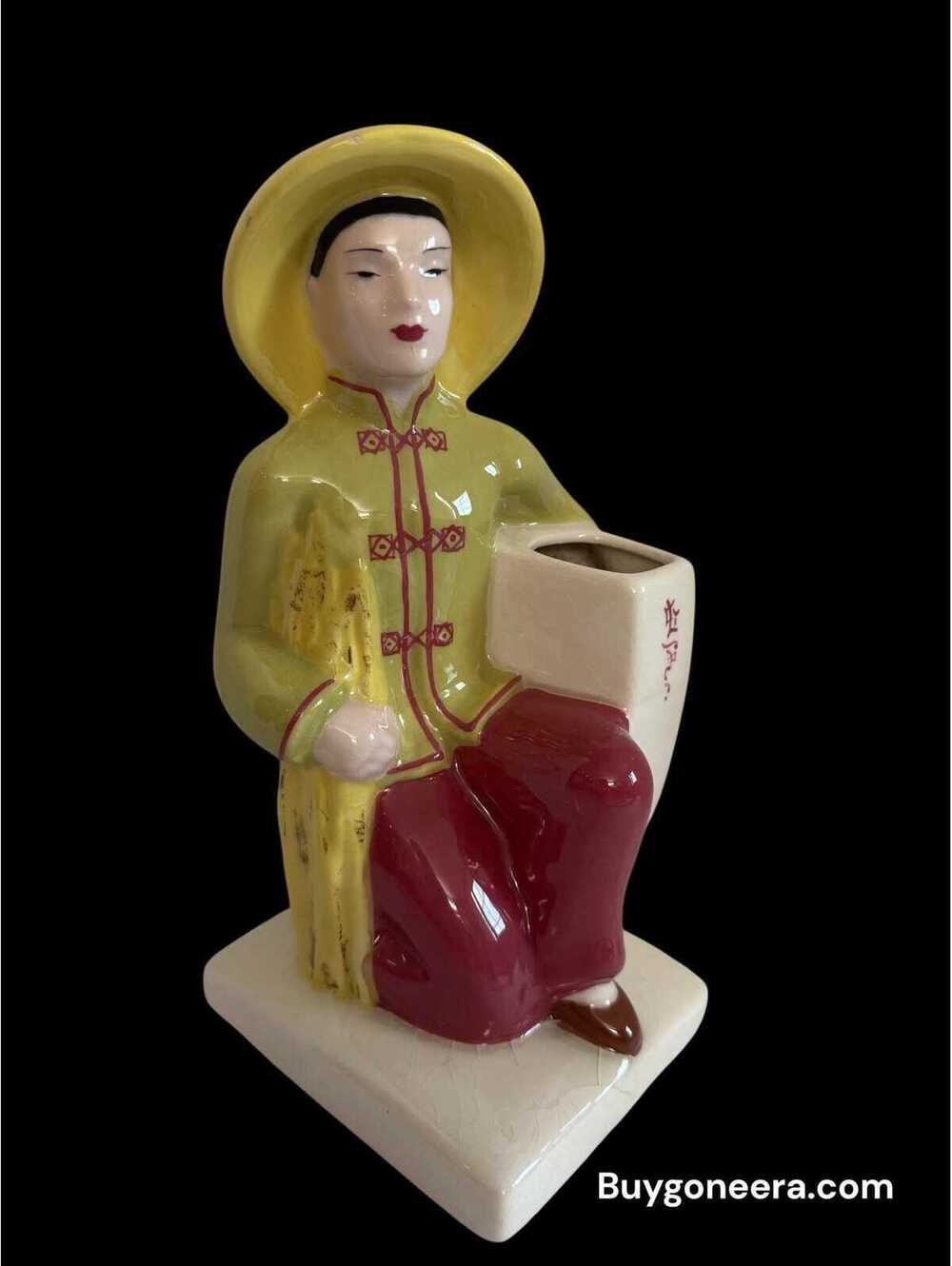 Vintage Weill California Pottery Asian Lady Figural Planter | MCM Ceramic Vase